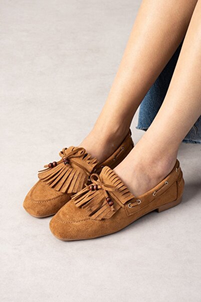 FUGA MODA Ravello Taba Antilop Detaljne perle Sa resama Vezice Loafer cipele ...