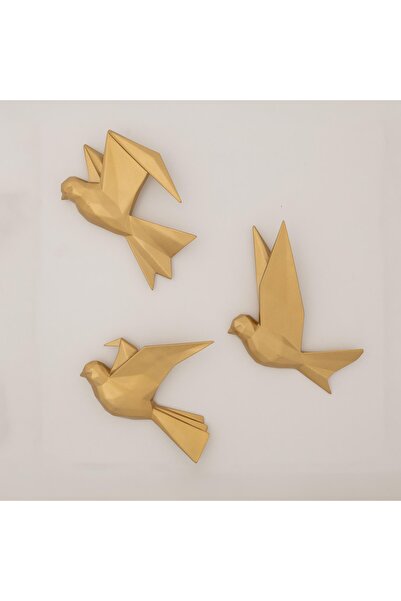 Selim Mouette 3'lü Dekoratif Kuş Altın