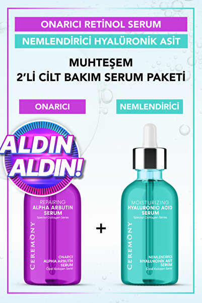Ceremony Nemlendirici Hyaluronik Asit + Onarıcı Alpha Arbutin Cilt Bakım Seru...