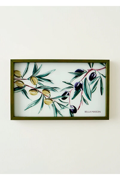 Bella Maison Olive Dekoratif Cam Tepsi Yeşil (22x37 cm)