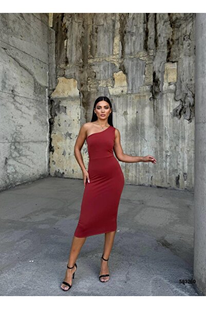 Modafeminen Σχέδιο με έναν ώμο Πλακάκι υφασμάτινο φόρεμα Sandy 583260