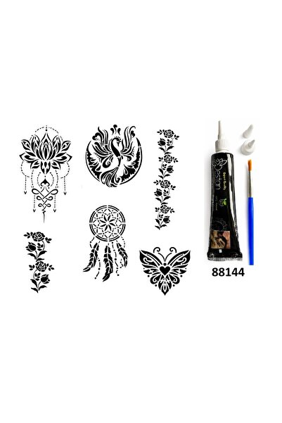 Airbrush Tattoo Zarif kadınlar Hint Kınasıyla Geçici Dövme Yapma Seti