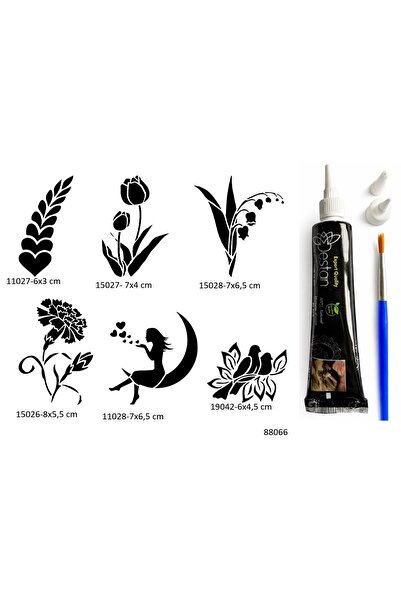 Airbrush Tattoo Çiçek Melek 6 Adet Şablon ve Hint Kınası Geçici Dövme Seti