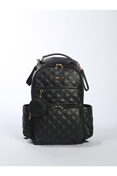 MY Collection Oeste Leather Mother Baby Care Backpack Baby Car Strap Attachme...