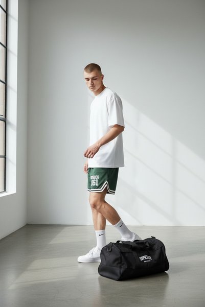 Altamira Men's Green Superior Printed Stripe Shorts