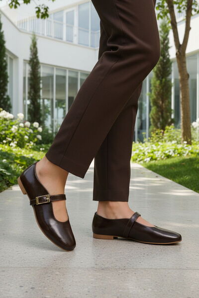 AYAKMOD Dar Mold Brown Pachet de curea pantofi de damă ușor balerini 666160 Z