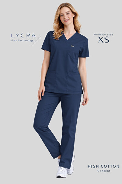 Simirna Üniforma Tmavo plavi premium lycra set hirurških uniformi za lekare i...