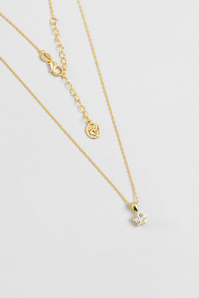 So CHIC... Minimal Yıldız Taşlı 18 Ayar Sarı Altın Kaplama 45 Cm Gümüş Kolye