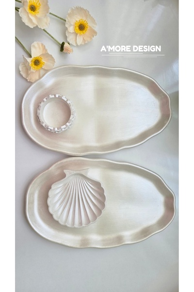 AmoreDesign Sedefli Nişan Tepsi Seti, Söz Tepsisi, Damat Tepsisi, El Yapımı 2...