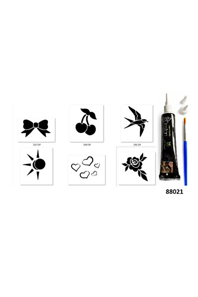 Airbrush Tattoo Kalp Çiçek Hint Kınasıyla Geçici Dövme Yapma Seti