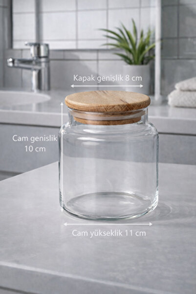 Mutfak Köşesi Pureglass 2li Büyük Boy Ahşap Kapaklı 500 ml Cam Pamukluk – Etiket Hedidyeli Cam Kavanoz