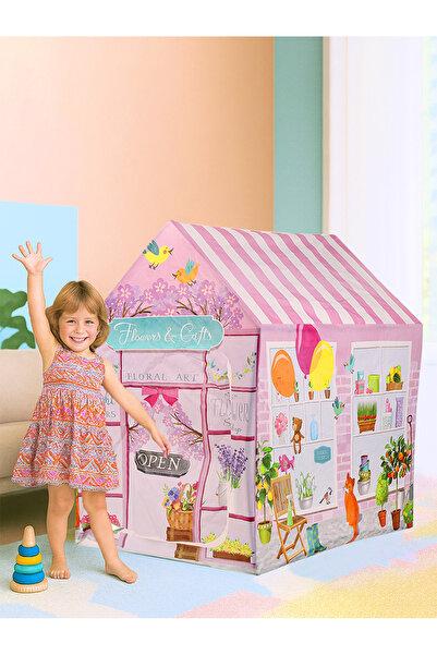Molie Pembe Çiçekli Kız Çocuk Oyun Evi Katlanabilir ve Eğlenceli Oyun Çadırı