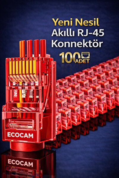 Ecocam 100 قطعة من كابلات الإنترنت إيثرنت ذات اللون الأحمر من الجيل الجديد ذا...