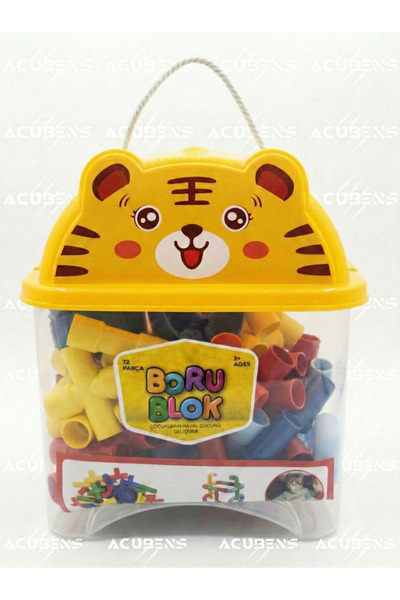Acubens 72 Parça Boru Blok Yapı Seti Eğitici, Öğretici, Zeka Geliştirici Lego...