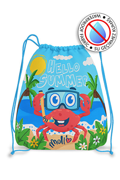 Molie Geantă de plajă pentru fetițe cu șnur impermeabil Crab