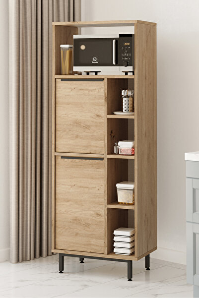 Yurudesign Ocean Mutfak Kiler Dolabı Mikrodalga 2 Kapaklı Raflı Metal Ayaklı ...