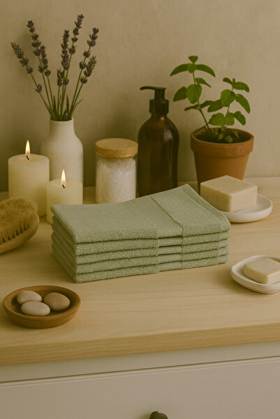 Taka Fabrics مجموعة من قطن مناشف مقاس 30×50 سم باللون الأخضر النيلي