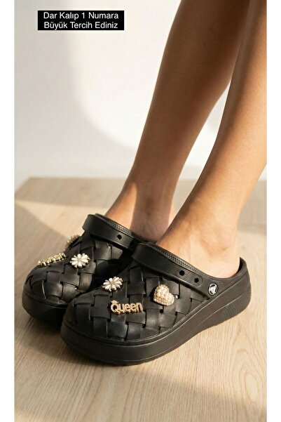 Altın Pabuç Kadın Bahçe Plaj Hemşire Terliği - Hasır Görünümlü, Aksesuarlı, H...