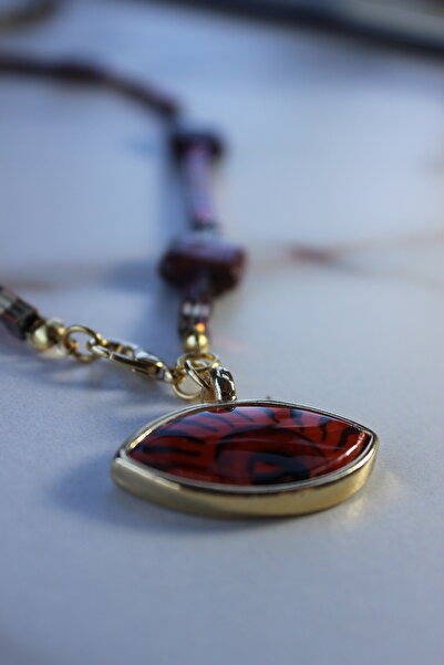 cadeaccessories Göz Charmlı Kahverengi Jasper Ve Seramik Taşlı Kolye