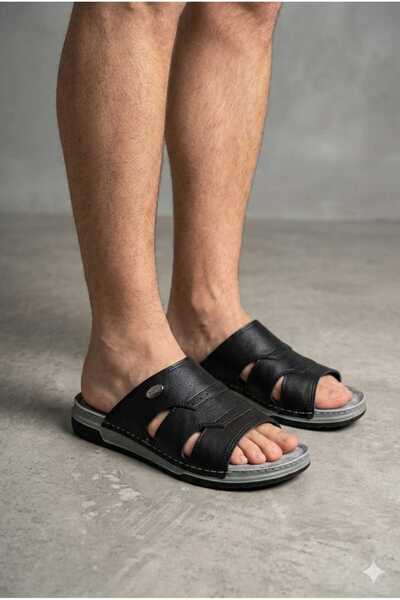 Enova Faux Leather Comfortable Home and Outdoor Men's Slippers