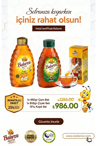 BALARISI Çiçek Balı Ve Çam balı 650g (Kaşık Bal Hediyeli)