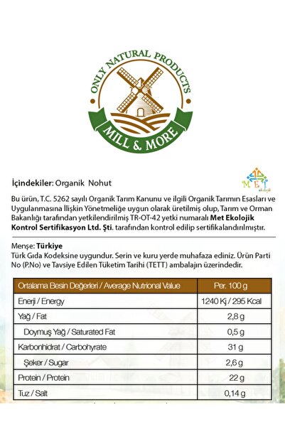 Mill & More Only Natural Products Organik Nohut 1 kg