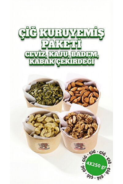 ÇITLAT ÇEREZ SHOP 4'lü Çiğ Kuruyemiş Paketi 1 Kg - Çiğ Kaju, Çiğ Badem, Çiğ K...