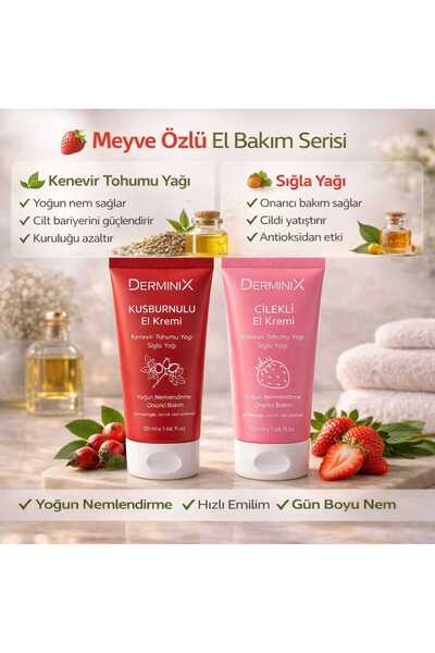 Derminix كريم لليدين مجموعة من قطعتين 50 مل - عناية مرطبة مكثفة بالفراولة وال...
