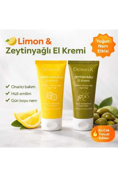 Derminix Limon & Zeytinyağı El Kremi 2'li Set 50 ml – Yoğun Nemlendirici Bakım