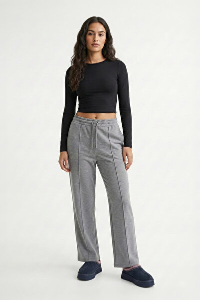 MARKAPIA WOMAN Pantaloni de sport gri pentru femei, cu șireturi, cu picioare ...