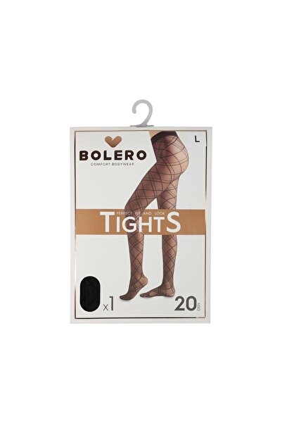 Bolero Kadın 20 Den Ekose Desen Külotlu Çorap Siyah