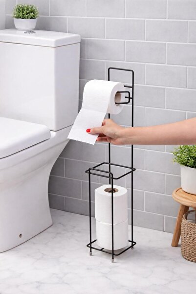 Store Hgy Home Μαύρη θήκη για χαρτί υγείας και οργανωτής για χαρτοπετσέτες