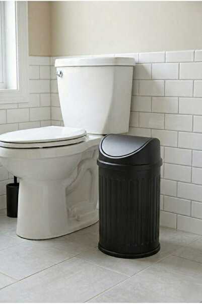 GörSeç 12 Liter Swivel Lid Trash Can Black Bathroom and Kitchen Trash Bin Off...