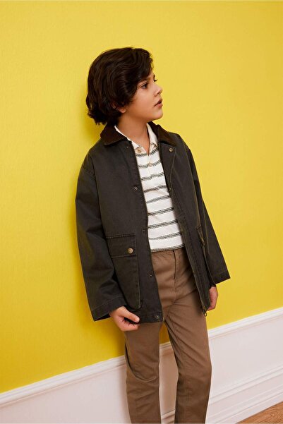 DeFacto Vodoodbojno Kontrast K Somot Kaput sa kragnom za dečaka F7191A826SP