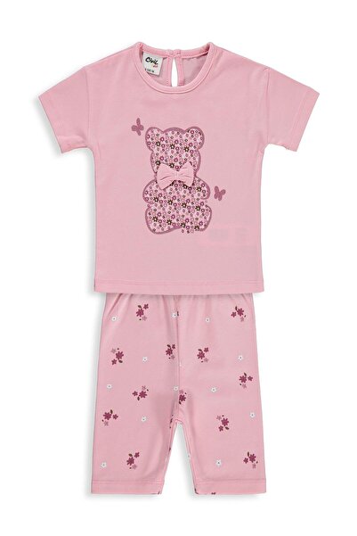 Civil Baby Ayıcık Baskılı Fiyonklu 6-18 Ay Takım - Pembe 6-9 Ay