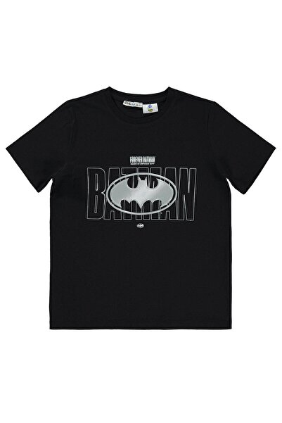 Batman Тениска с лого за възраст 10-13 години - Черна 10-11 години