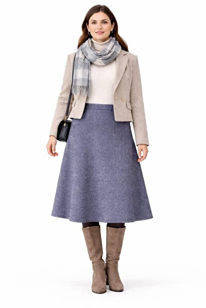 ALEXANDERGARDI Φούστα Χειμερινή Με σχέδιο με σχέδιο Ψαροκόκαλο (B25-00196)