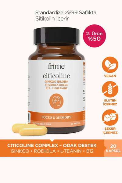 Frime Focus, Enerji, Sitikolin, Rhodiola, Ginkgo Biloba, B12, L Theanine