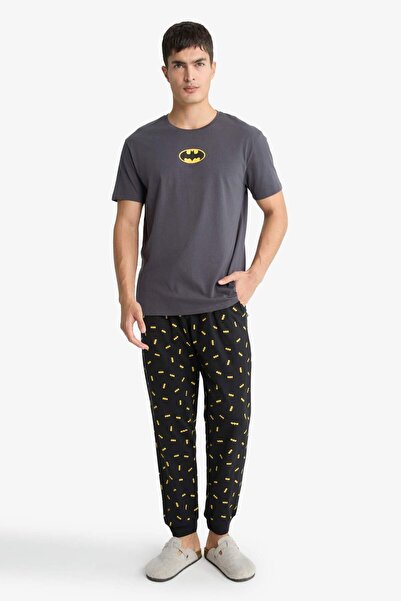 DeFacto Batman Pijama Takım Bisiklet Yaka Kısa Kollu Üst Beli Lastikli Alt D2...