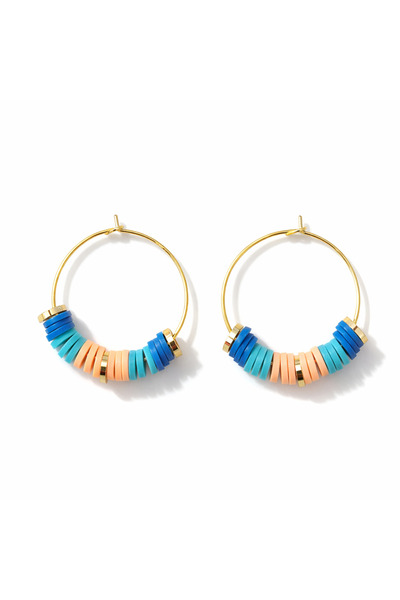 HERCY أقراط دائرية صغيرة ملونة من فيمو مرصّع بالخرز |   قطر الحلقة 3 سم