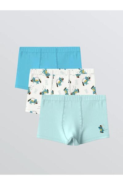 LC Waikiki Εκρού Παιδικά Μποξεράκια για Αγόρια με Σχέδιο Δεινοσαύρου, Σετ 3 τ...