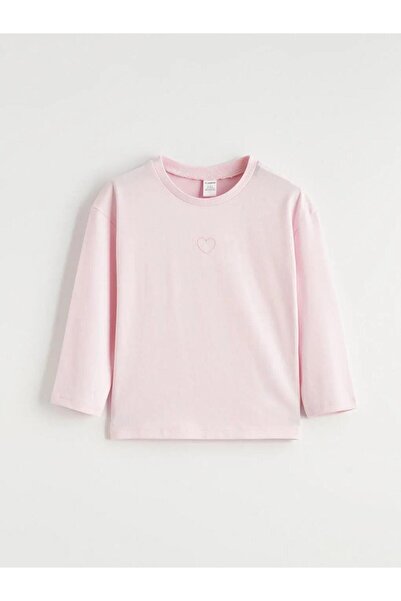 LC Waikiki Gray Crew Neck Embroidered Girls' T-Shirt (S6)