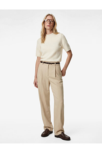 Koton Yüksek Bel Viskon Karışımlı Kemer Detaylı Cepli Palazzo Pantolon