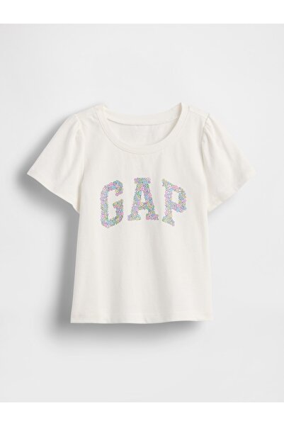 GAP Kız Bebek Beyaz Mix & Match Çiçek Desenli Logo T-Shirt