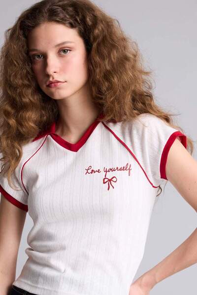 DeFacto Fitted Printed Short Sleeve T-Shirt G2479Ax26Sp