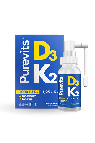 Purevits D3K2 Sprey 20 ml (D3 Kolekalsiferol + K2 Menakinon)