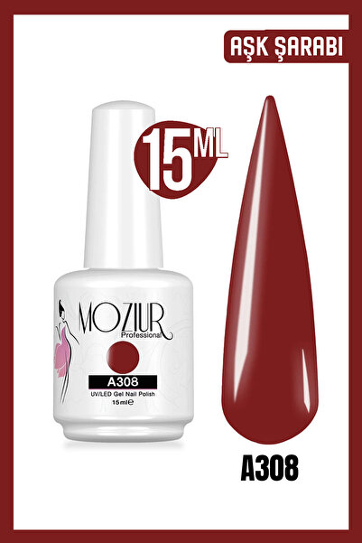 MOZIUR Kalıcı Oje UV Led A308 (KIRMIZI SERİSİ) 15ml