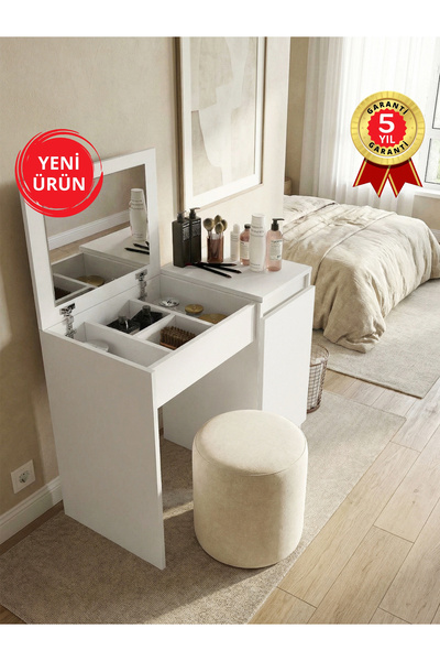 dorpek Huma Aynalı Makyaj Masası, Kapaklı & Dolaplı Makyaj Masası Organizeri,...