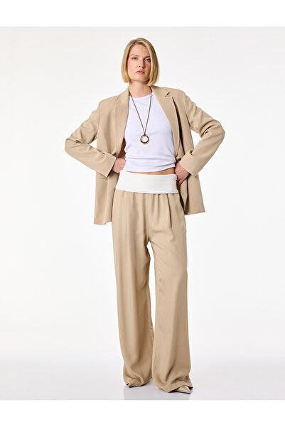 Koton Pantaloni cu talie înaltă, confortabili, cu buzunare, cu blocuri de cul...