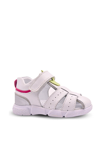 kids A more White Cloe Genuine Leather Baby Girl Sandals - Single Velcro Clos...